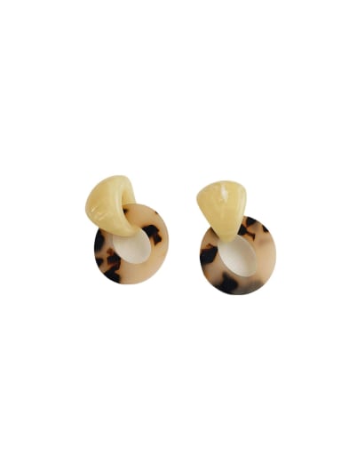 B167 Beige leopard Earrings Resin Geometric Vintage Personalized leopard print Drop Earring