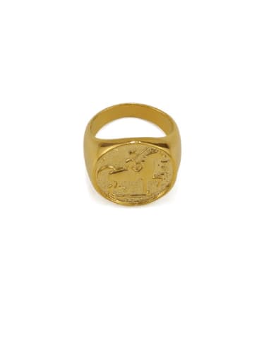 Brass Rhinestone Geometric Vintage Irregular mirror Band Ring