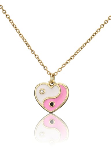 Brass Rhinestone Enamel  Trend Heart Pendant Necklace