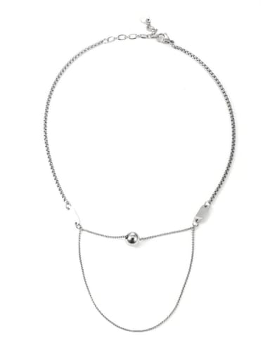 Titanium Steel Ball Minimalist Double Layer  Necklace