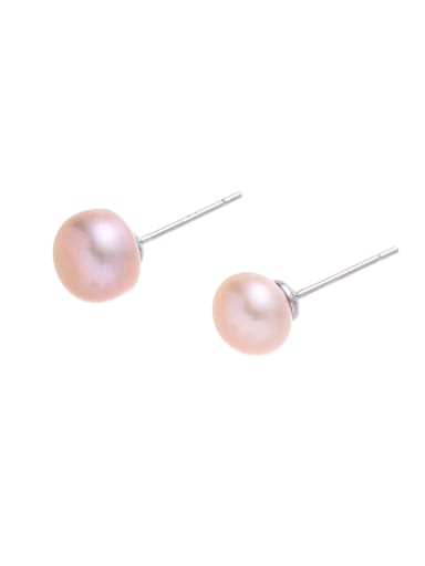 Brass Imitation Pearl Geometric Minimalist Stud Earring