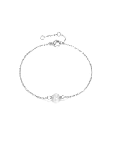 Stainless steel Imitation Pearl Geometric Minimalist Link Bracelet