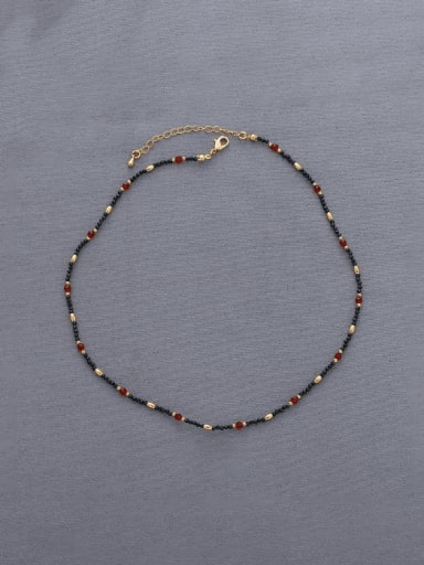 Brass Natural Stone Geometric Hip Hop Beaded Necklace