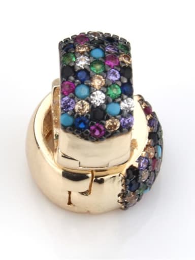Brass Cubic Zirconia Round Luxury Huggie Earring