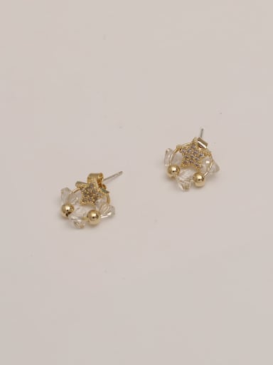 Brass Cubic Zirconia Star Vintage Pentagram White Crystal Huggie Trend Korean Fashion Earring