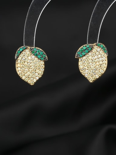 Brass Cubic Zirconia Friut Luxury Stud Earring