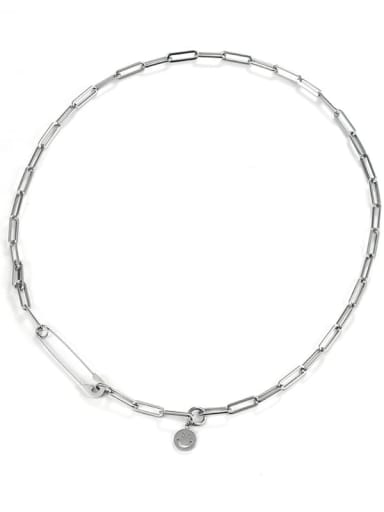 Titanium Steel Smiley Minimalist Hollow Chain Lariat Necklace