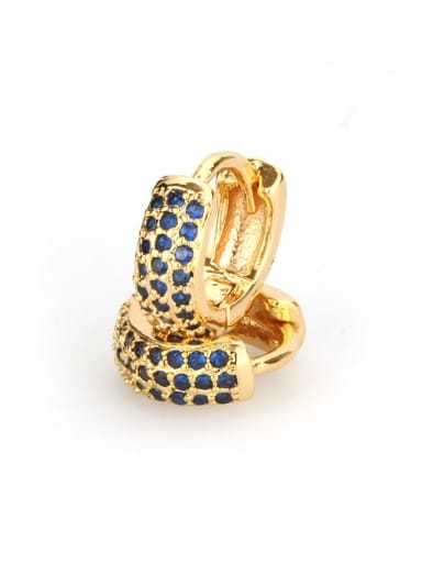 Small gold-plated Blue Zircon Brass Cubic Zirconia Round Dainty Hoop Earring