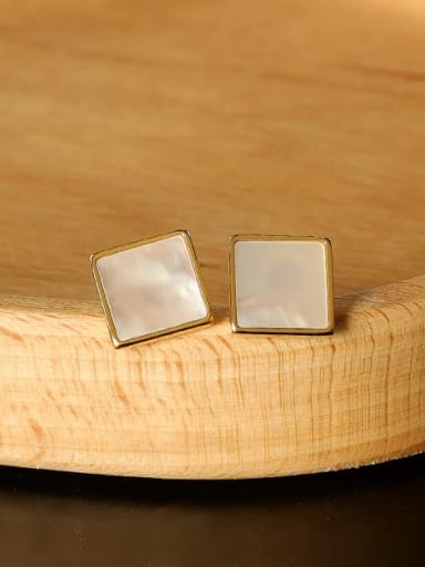 Titanium Steel Shell Square Minimalist Stud Earring