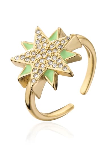 12196 Brass Cubic Zirconia Star Vintage Band Ring