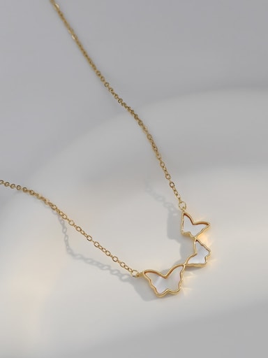 Gold XL62694 Brass Shell Butterfly Dainty Necklace