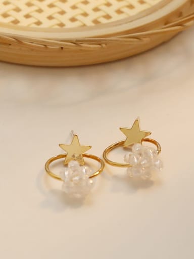 Copper Imitation Pearl Simple  Heart Stud Trend Korean Fashion Earring