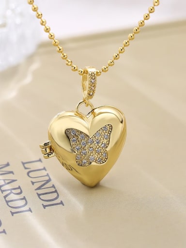 23348 Brass Cubic Zirconia Heart Trend Necklace