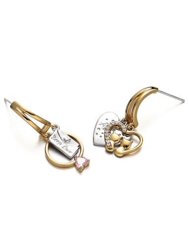Love Earrings Brass Cubic Zirconia Heart Trend Drop Earring