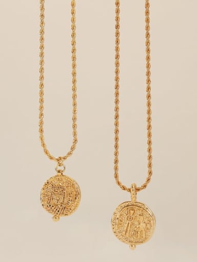 Brass Geometric Vintage Pendant Necklace