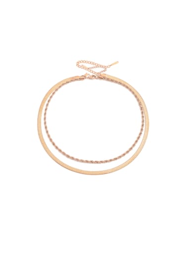 Rose gold Stainless steel Snake Minimalist Multi Strand Necklace