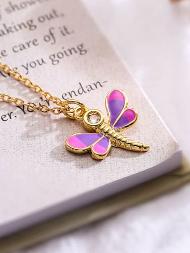 23375 Brass Cubic Zirconia Butterfly Trend Necklace