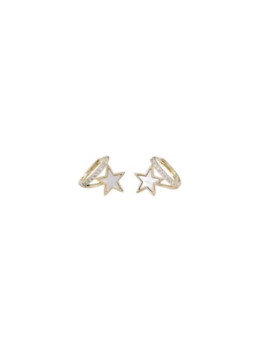 Brass Cubic Zirconia Pentagram Dainty Stud Earring