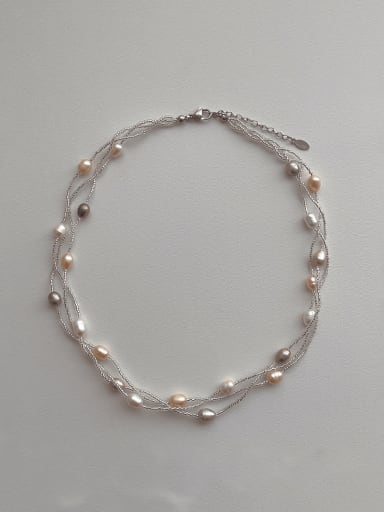 custom Zinc Alloy Imitation Pearl Irregular Minimalist Multi Strand Necklace