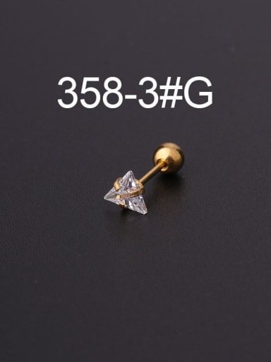3 gold Titanium Steel Cubic Zirconia Star Minimalist Stud Earring(Single Only One)