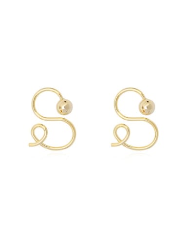 Copper Smooth S S-Shaped Minimalist Stud Trend Korean Fashion Earring