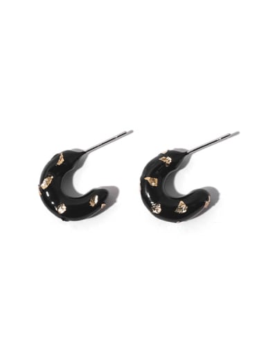 Black oil dripping small Zinc Alloy Enamel Geometric Minimalist Stud Earring