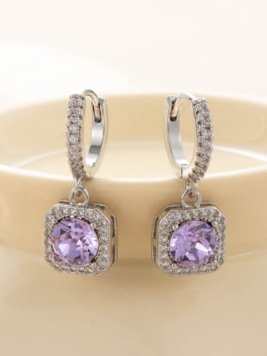 44 Violet  Steel  (pair) Brass Cubic Zirconia Geometric Dainty Single Earring