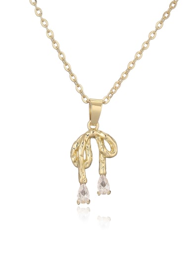 Brass Cubic Zirconia Bowknot Hip Hop Necklace