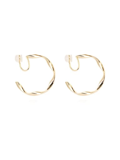 Copper Hollow Round Minimalist Clip Trend Korean Fashion Earring