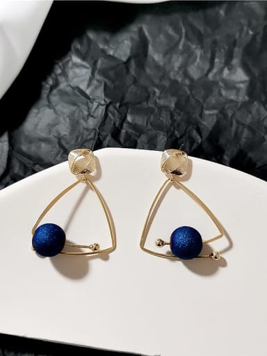 Copper Bead Enamel Triangle Minimalist Drop Trend Korean Fashion Earring
