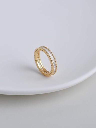 Golden jz61452 Brass Cubic Zirconia Geometric Dainty Band Ring