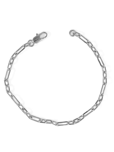 Brass Imitation Pearl Geometric Chain Vintage Link Bracelet