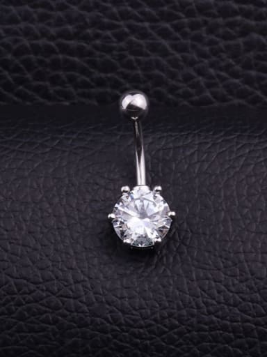 Stainless steel Cubic Zirconia Flower Hip Hop Belly Rings & Belly Bars