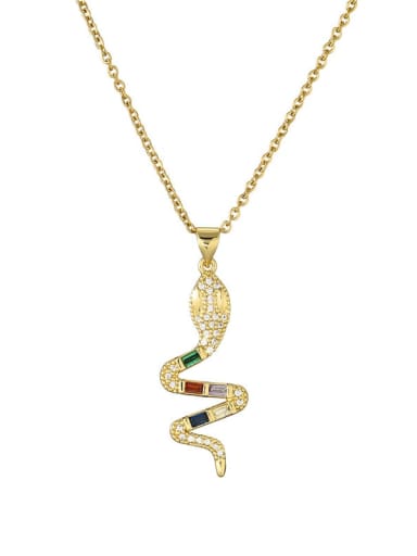 20297 Brass Rhinestone Snake Vintage Necklace