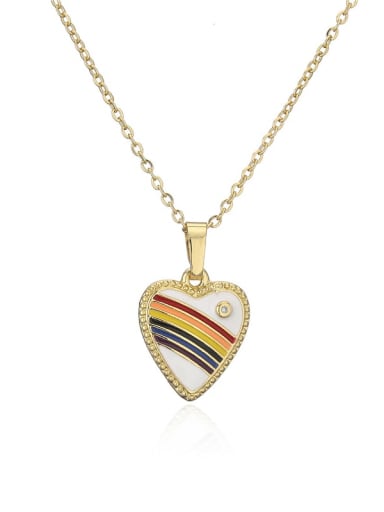 21131 Brass Enamel  Trend Heart  Pendant Necklace