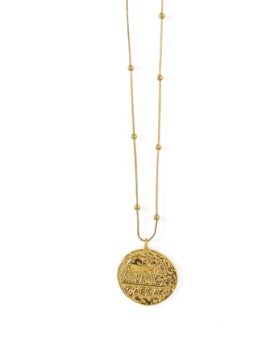 Brass  Vintage Elephant totem retro Medallion pendant Necklace