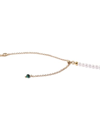 Brass Imitation Pearl Geometric Minimalist Tassel Necklace