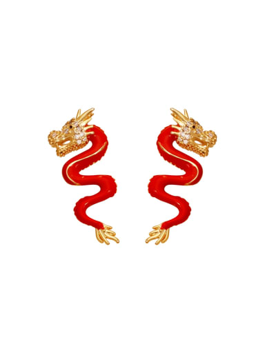 custom Brass Enamel Zodiac Trend Stud Earring
