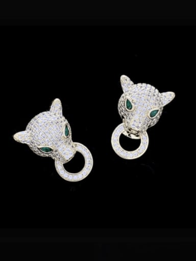 Brass Cubic Zirconia Leopard Luxury Stud Earring