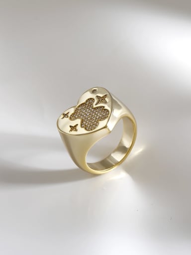 custom Brass Cubic Zirconia Heart Minimalist Band Ring