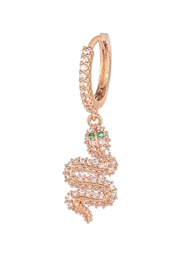 743 rose gold Brass Cubic Zirconia Snake Vintage Single Earring(Single -Only One)