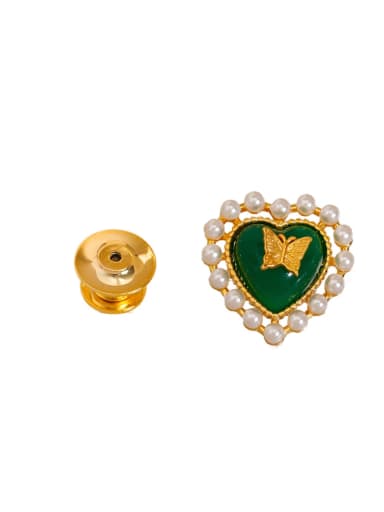 Brass Imitation Pearl Heart Minimalist Brooch