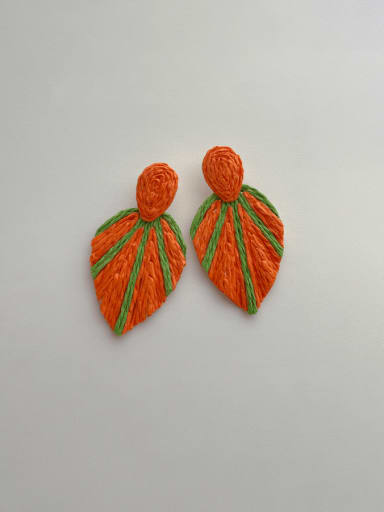 B235 Orange Zinc Alloy Multi Color Leaf Hip Hop Drop Earring