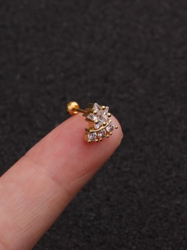 golden(Single) Brass Cubic Zirconia Star Minimalist Stud Earring