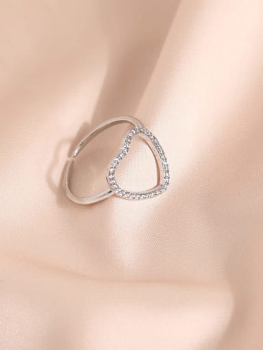 white K Brass Cubic Zirconia Heart Minimalist Band Ring