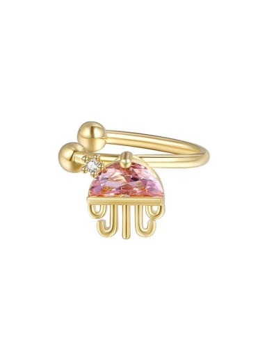 jellyfish Brass Cubic Zirconia Multi Color  Cute animal Clip Earring