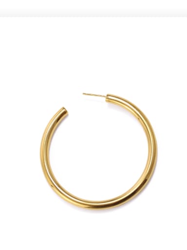 Big Brass Smooth Geometric Minimalist Hoop Earring