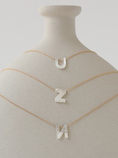 Brass Acrylic Letter Minimalist Pendant Necklace
