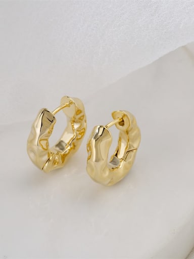 Brass Hollow Geometric Minimalist Huggie Earring