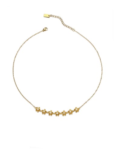 Gold necklace strip Brass Cubic Zirconia Flower Vintage Long Necklace